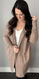 Taupe Longline Hooded Cardigan