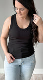 Black Ribbed Scoop Neck Tank