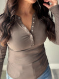 Truffle Micro Ribbed Henley