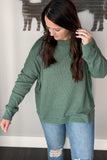 Basil Waffle Ribbed Pullover