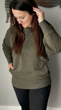 Dark Olive Pocket Pullover