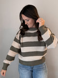 Olive Stripe Knit Sweater