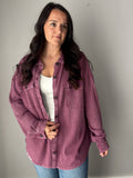 Plum Mineral Washed Button Up Shacket