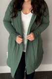 Green Longline Hooded Cardigan