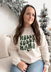 Holly Jolly Mama Tan Crewneck