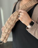 Tan Quilted Sling Bag