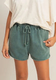 Teal Acid Washed Shorts