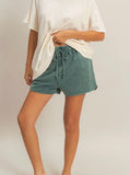 Teal Acid Washed Shorts