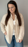 Beige Oversized Gauzy Button Up