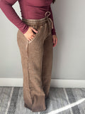 Brown Wide Leg Fleece Pant
