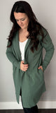 Green Longline Hooded Cardigan