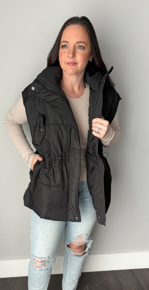 Oversized Drawstring Puffer Vest