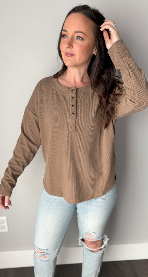 Half Button Down Henley Knit