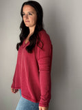 Red Ribbed Long Sleeve