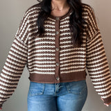 Textured Stripe Crochet Cardigan