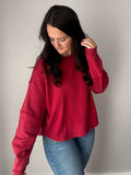 Dark Red Oversized Top