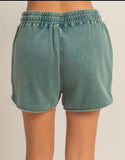 Teal Acid Washed Shorts
