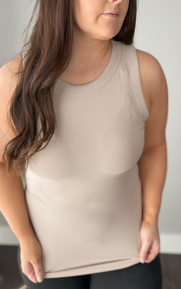 Mocha Slinky Ribbed Tank