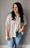 Taupe Striped Oversized Button Up