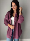 Plum Mineral Washed Button Up Shacket