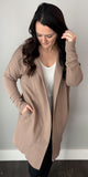 Taupe Longline Hooded Cardigan