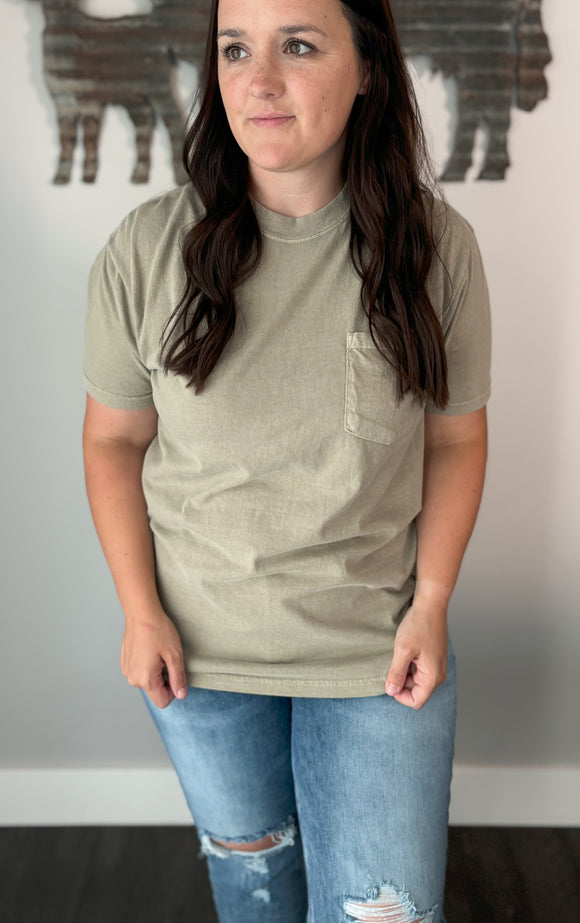 Khaki Basic Pocket Tee