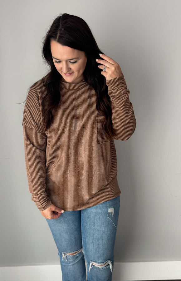 Chocolate Ribbed Long Sleeve