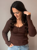 Lace Trime Ruched Henley Sweater