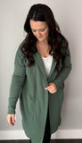 Green Longline Hooded Cardigan