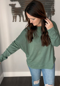 Basil Waffle Ribbed Pullover