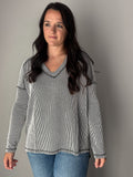 Black and White Ribbed Long Sleeve
