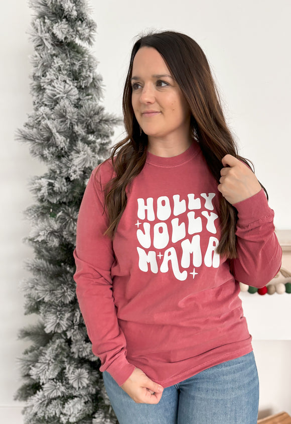 Holly Jolly Mama Red Long Sleeve