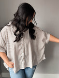 Taupe Striped Oversized Button Up