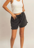 Black Acid Washed Shorts