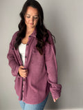 Plum Mineral Washed Button Up Shacket