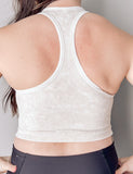 Washed Ribbed Cropped Tank-Beige