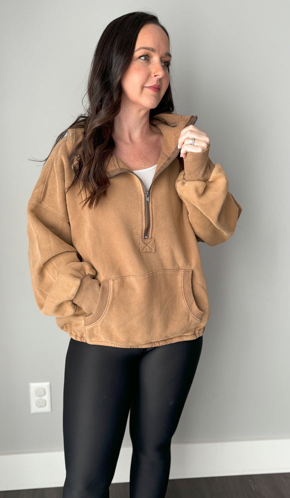 Mocha Half Zip Hoodie