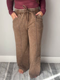 Brown Wide Leg Fleece Pant