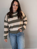 Olive Stripe Knit Sweater