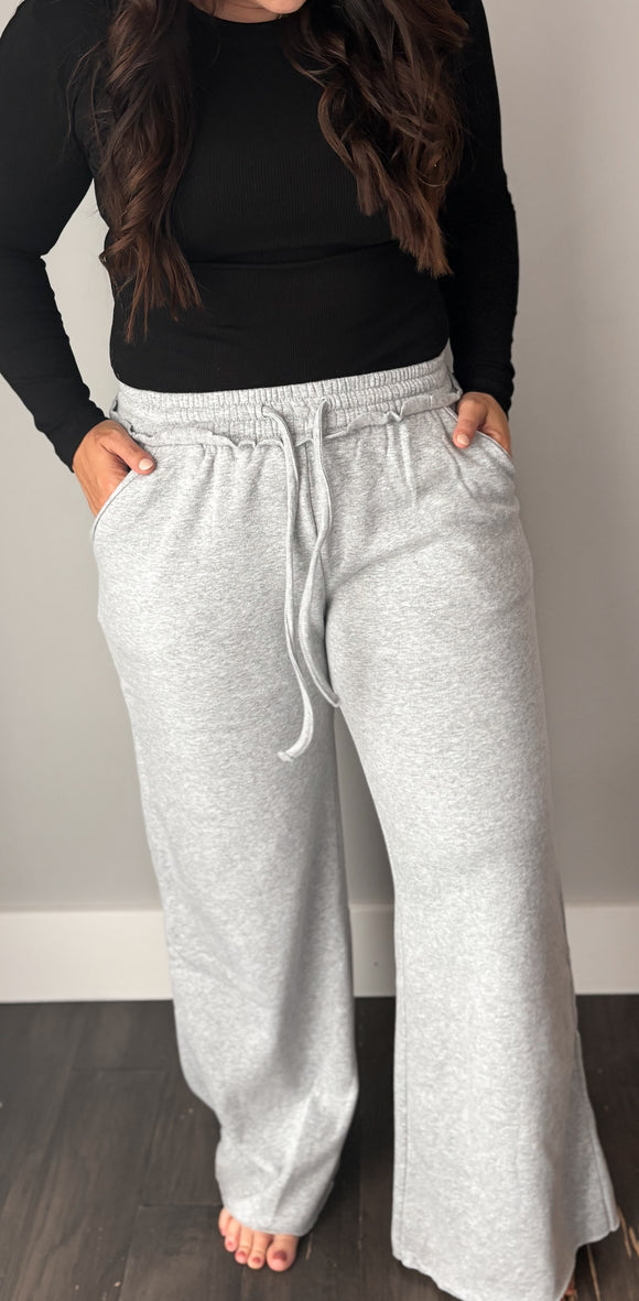 Heathered Grey Wide Leg Pant