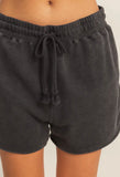 Black Acid Washed Shorts