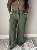 Green Wide Leg Fleece Pant