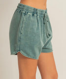 Teal Acid Washed Shorts