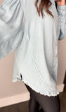 Oversized Frayed Chambray Top