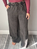 Black Wide Leg Fleece Pant