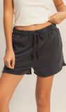Black Acid Washed Shorts