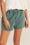 Teal Acid Washed Shorts