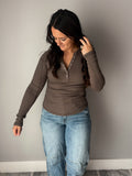 Truffle Micro Ribbed Henley