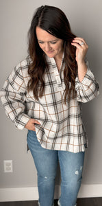 White Plaid Pullover