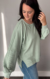Brushed Waffle Long Sleeve- Sage